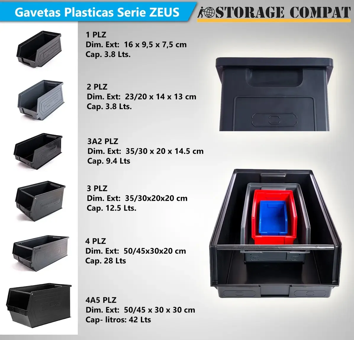 Gavetas 3PLZ Negro